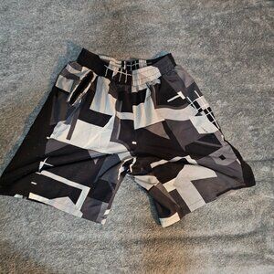 Geometric Snow Camo Swim Trunks